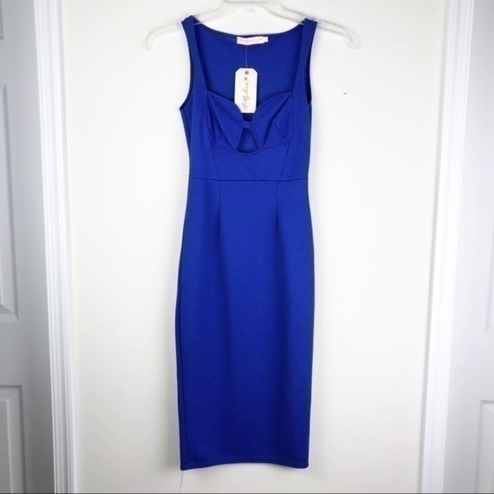 Oh my love Blue cutout midi dress